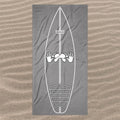 Surf Pop-Up Training Mat | Stance Placement Guide | Oversized Beach Towel | Quick-Dry | Sand-Free | Silver Grey