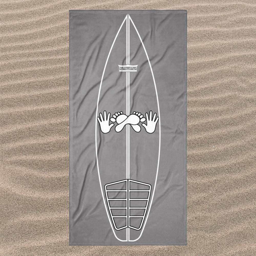 Surf Pop-Up Training Mat | Stance Placement Guide | Oversized Beach Towel | Quick-Dry | Sand-Free | Silver Grey