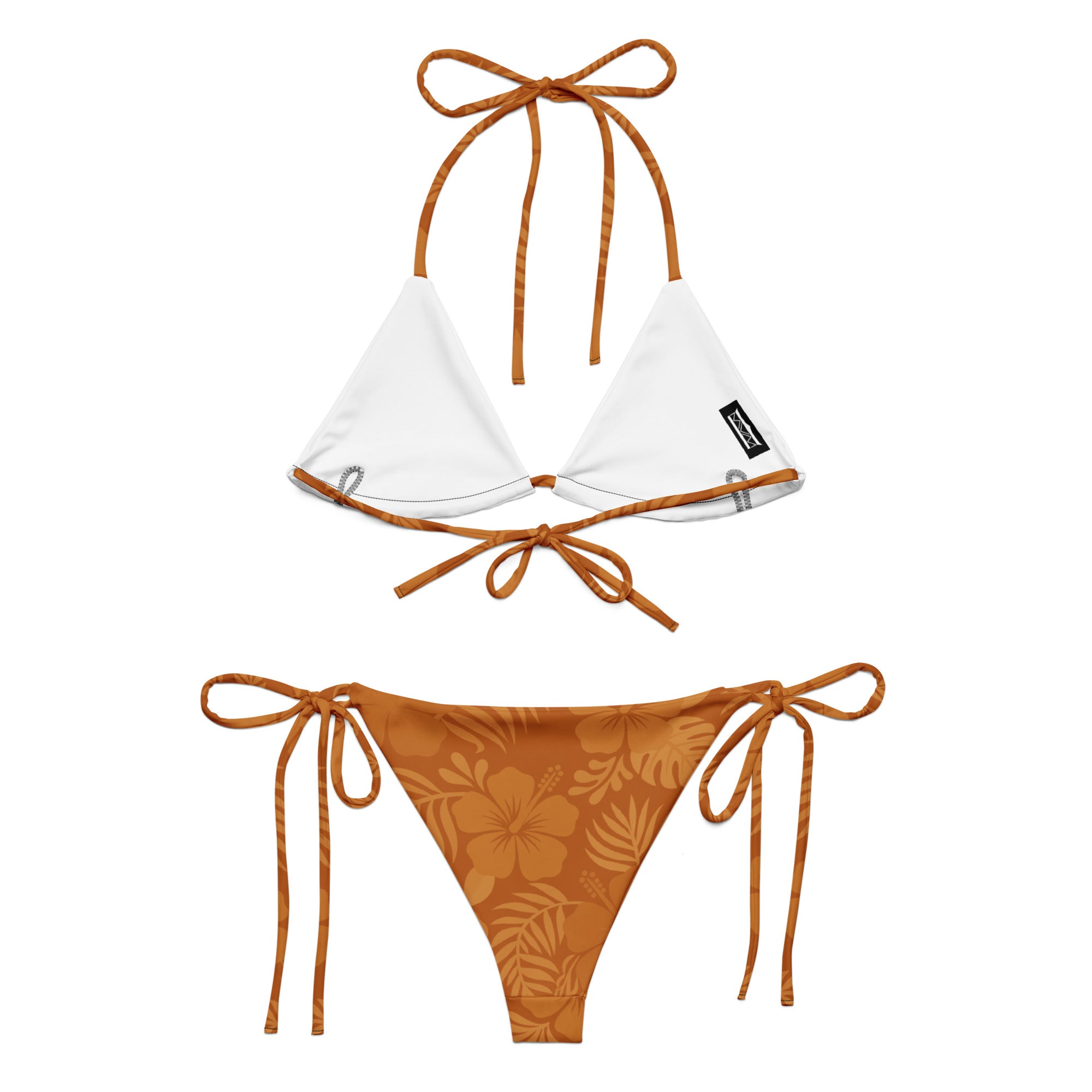AI generated image of Clay Hibiscus recycled string bikini Product shot back
