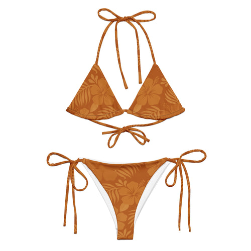 AI generated image of Clay Hibiscus recycled string bikini Product shot front