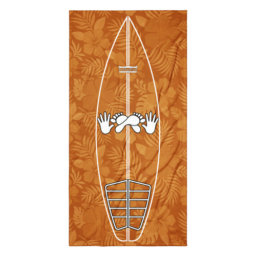 AI generated image of a Clay Hibiscus Surf Pop-Up Training Mat – Oversized Quick-Dry Beach Towel with Stance Placement Guide Product mockup