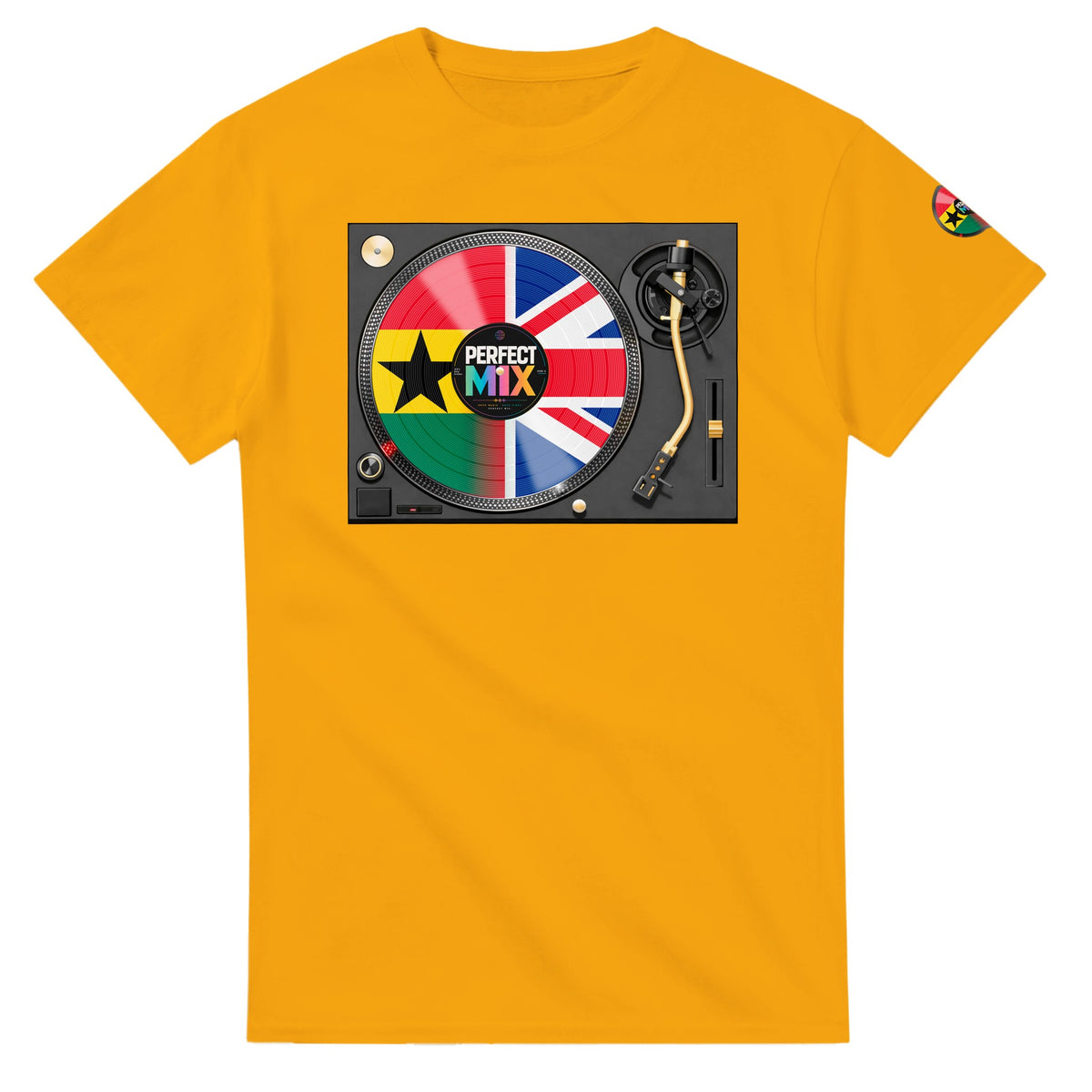 AI generated image of a Ghanaian British – Perfect Mix T shirt Gold