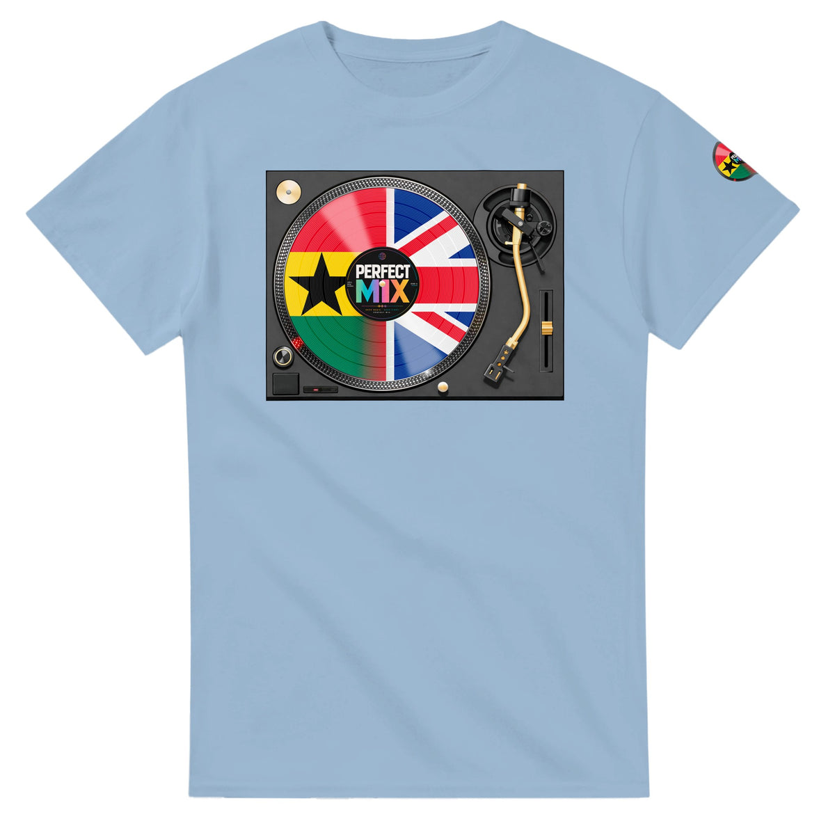 AI generated image of a Ghanaian British – Perfect Mix T shirt Light Blue