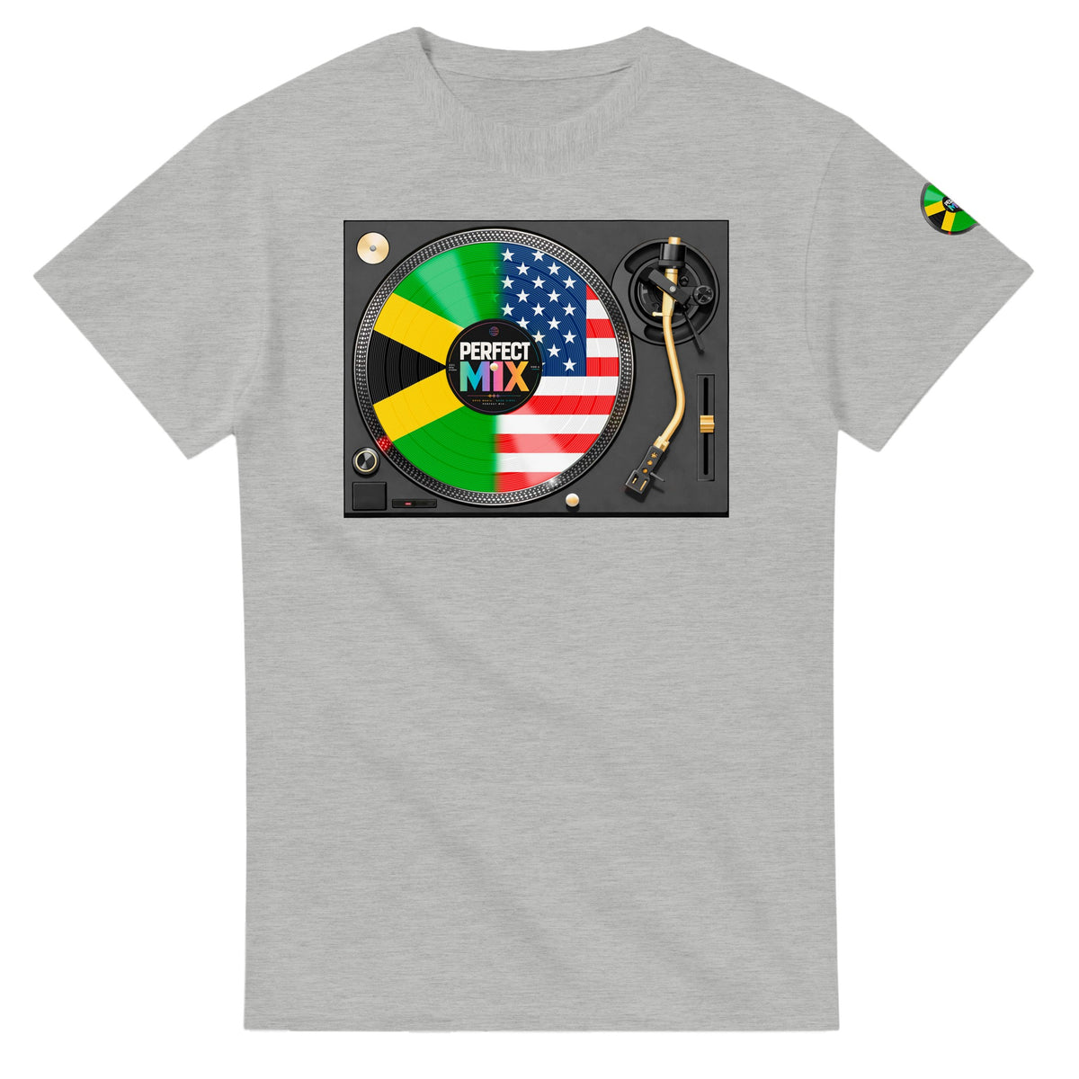 AI generated image of a Jamaican American Perfect Mix T-shirt Ash Grey