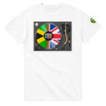 AI generated image of a Jamaican British – Perfect Mix Vinyl Turntable Graphic Tee White