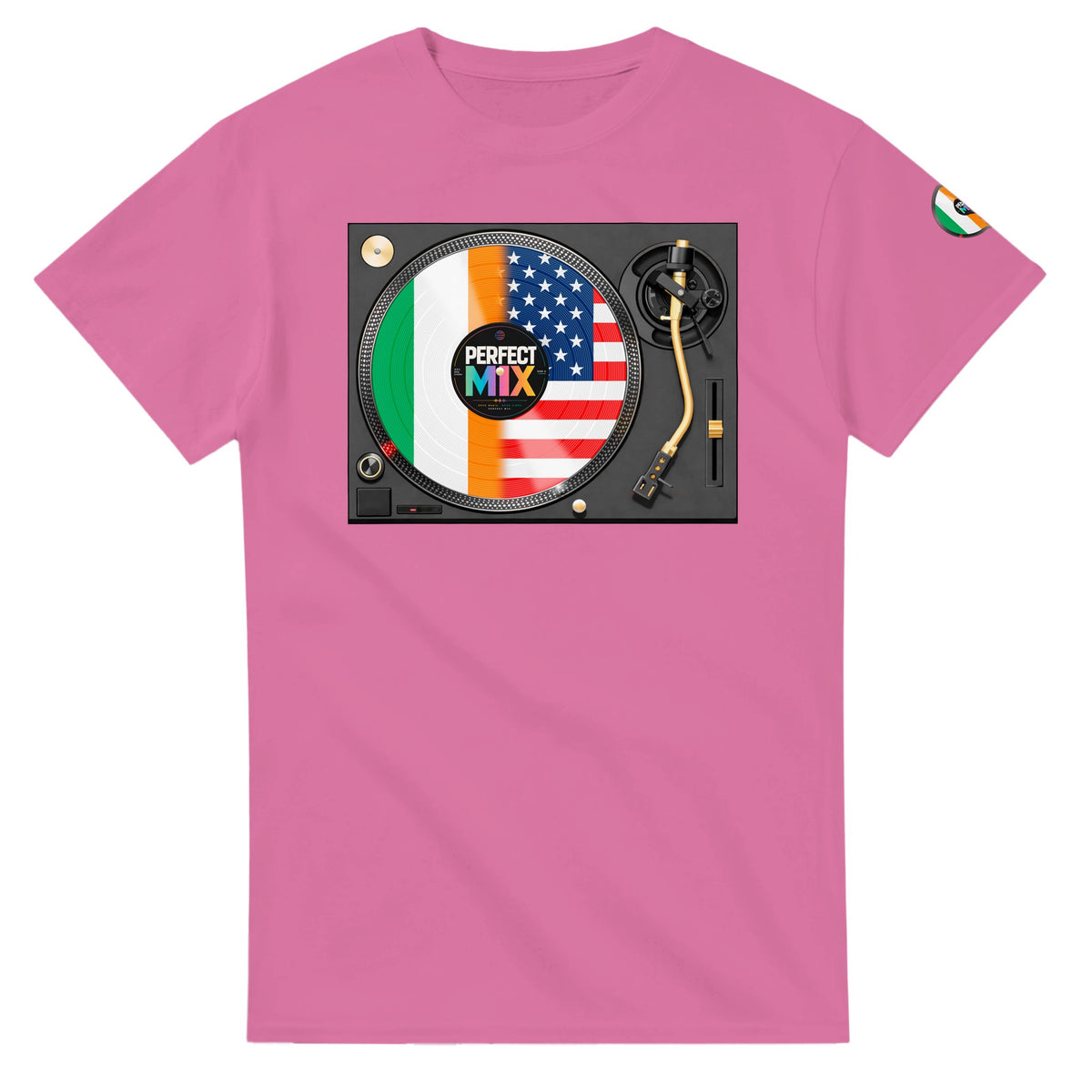 AI generated image of an Irish American perfect mix t-shirt Azalea Pink