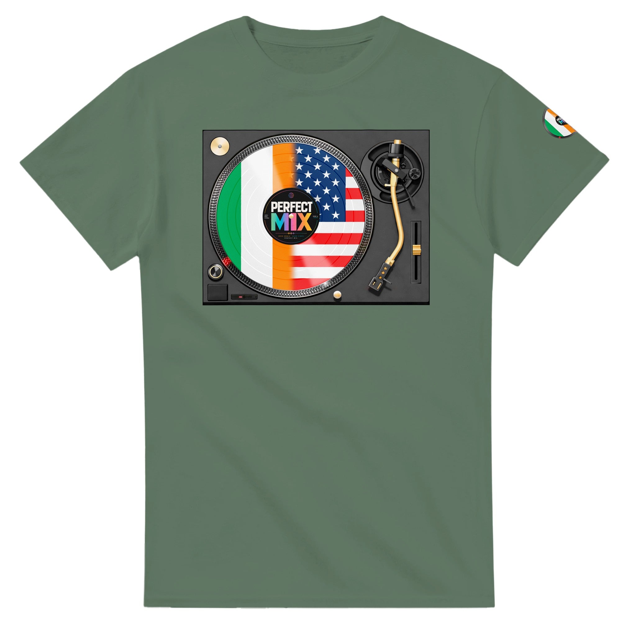 AI generated image of an Irish American perfect mix t-shirt green