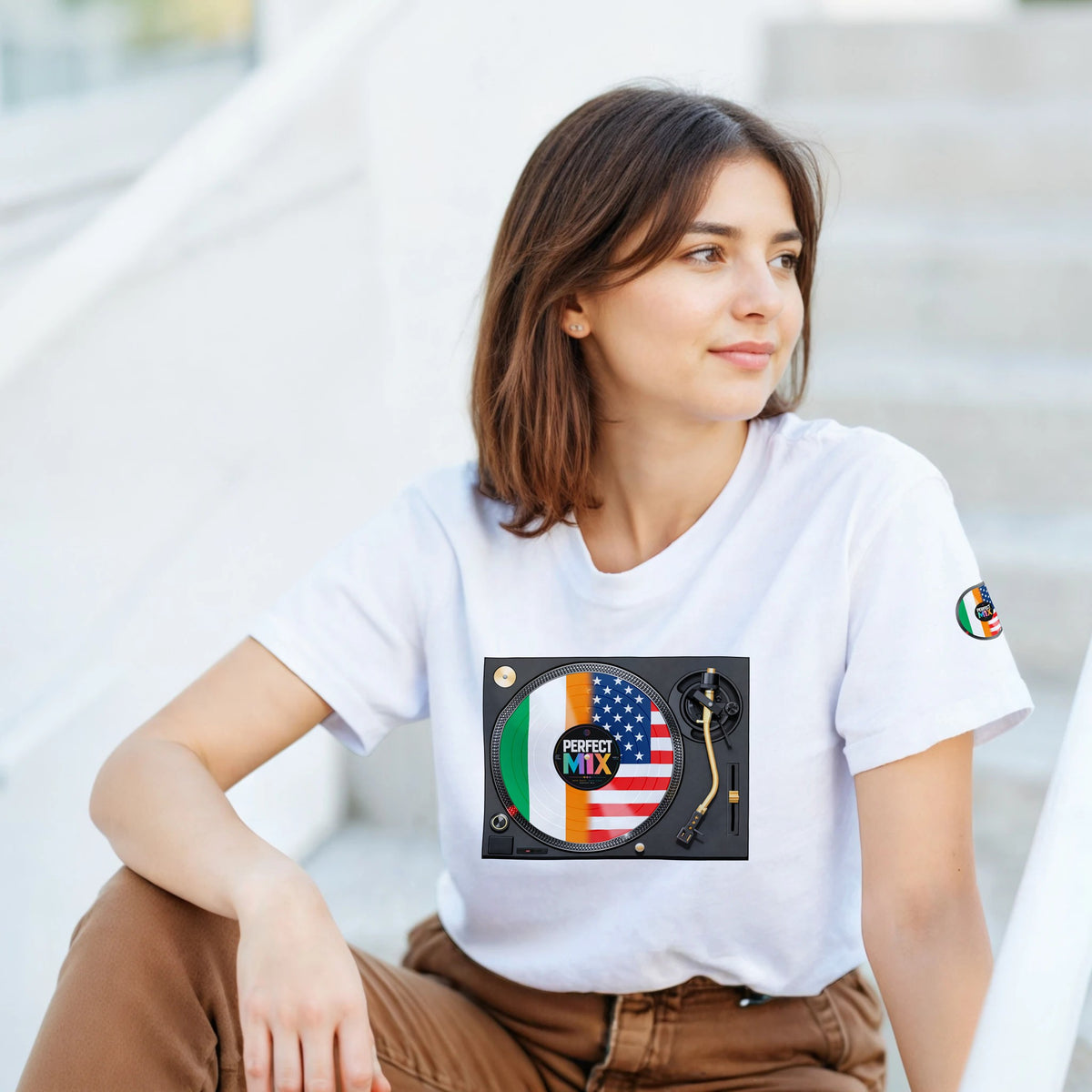 AI generated image of an Irish American perfect mix t-shirt white girl 2