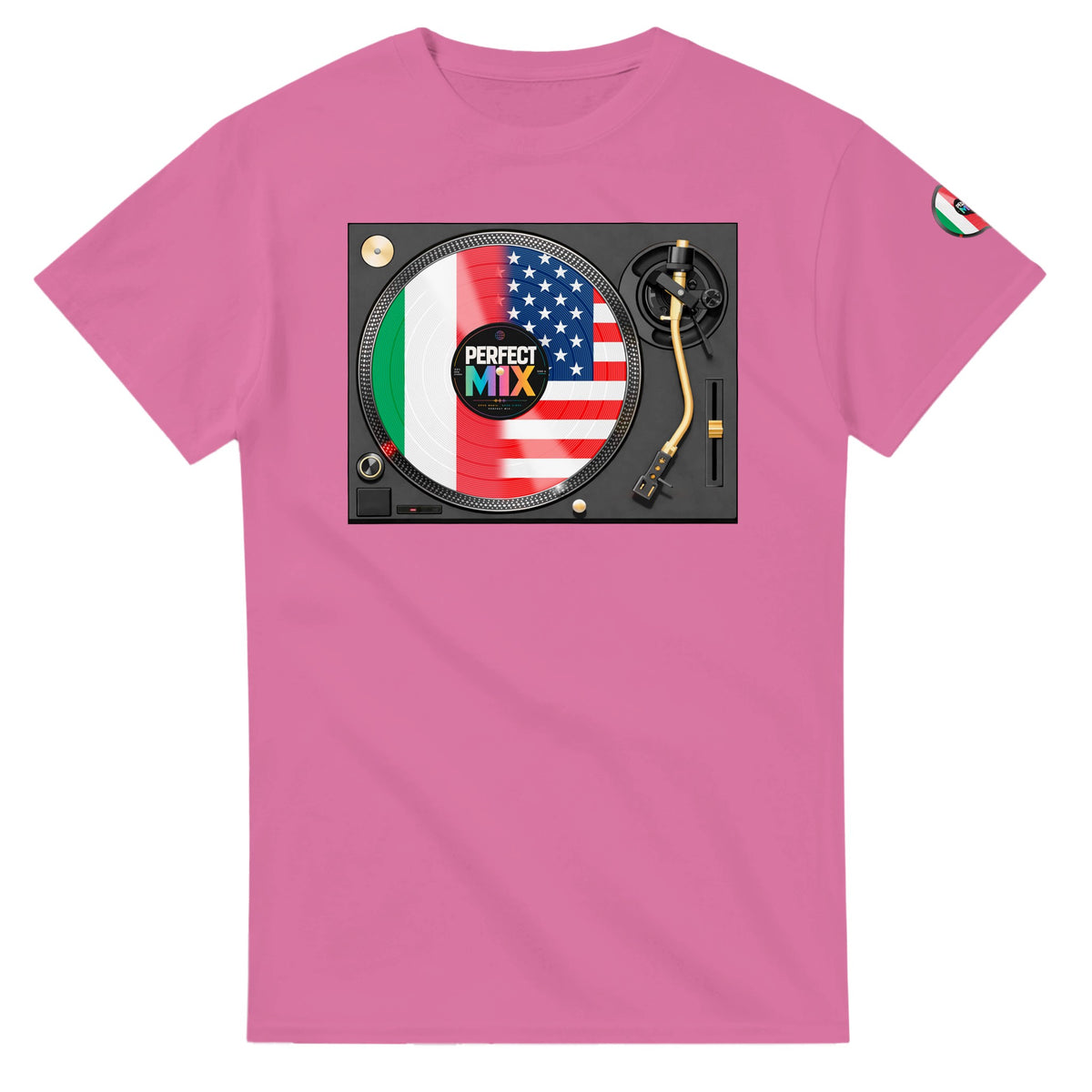 AI generated image of an Italian American Perfect Mix T-shirt Azalea