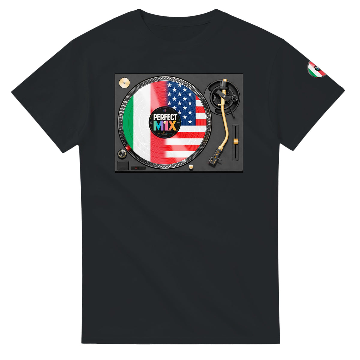 AI generated image of an Italian American Perfect Mix T-shirt Black