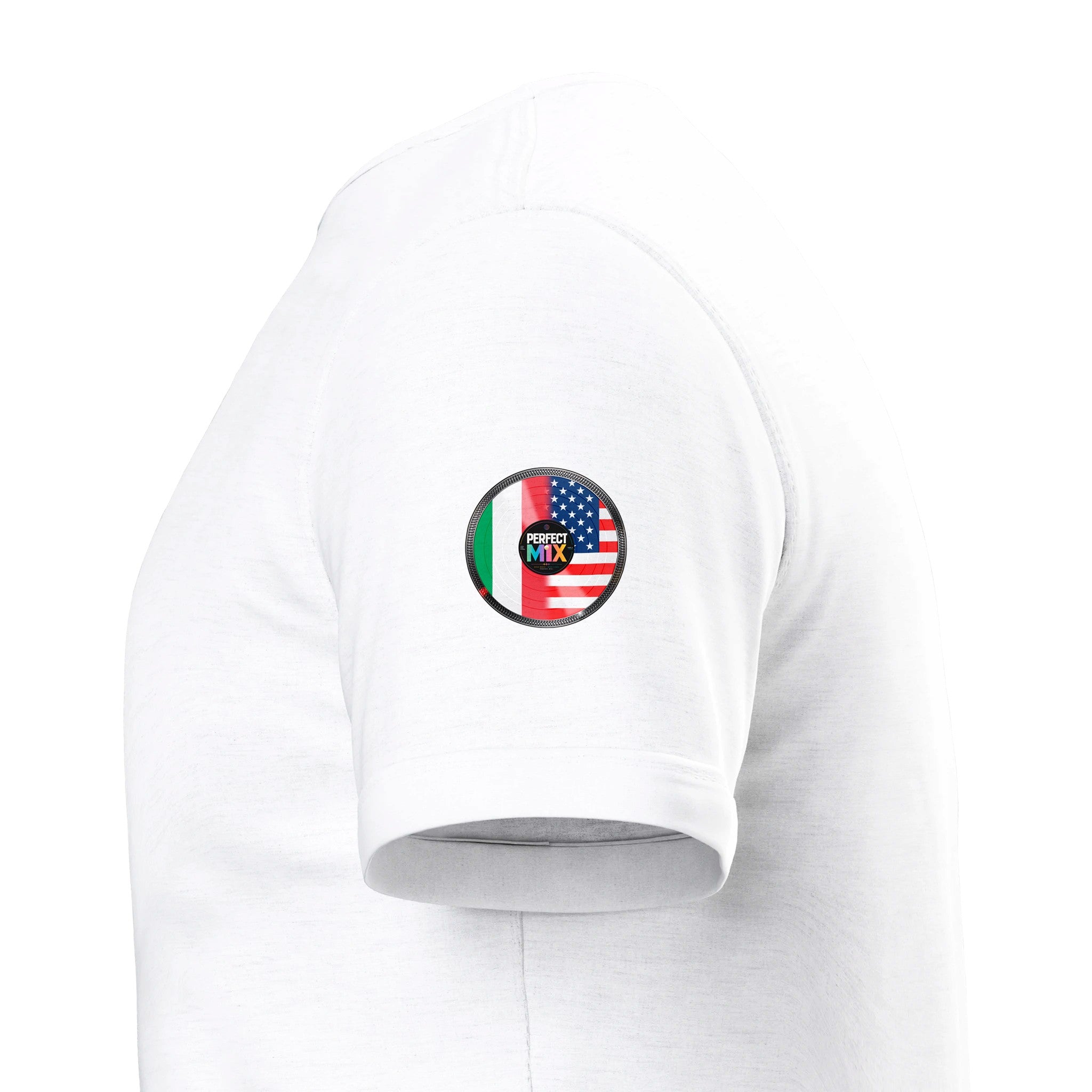 AI generated image of an Italian American Perfect Mix T-shirt White sleeve