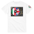 AI generated image of an Italian British mixed heritage T shirt white