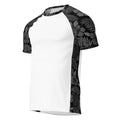 Majestic Vision Black Hibiscus and White recycled rash vest with UPF 50+ protection, moisture-wicking performance fabric and bold surf-inspired artwork. Product image 1.