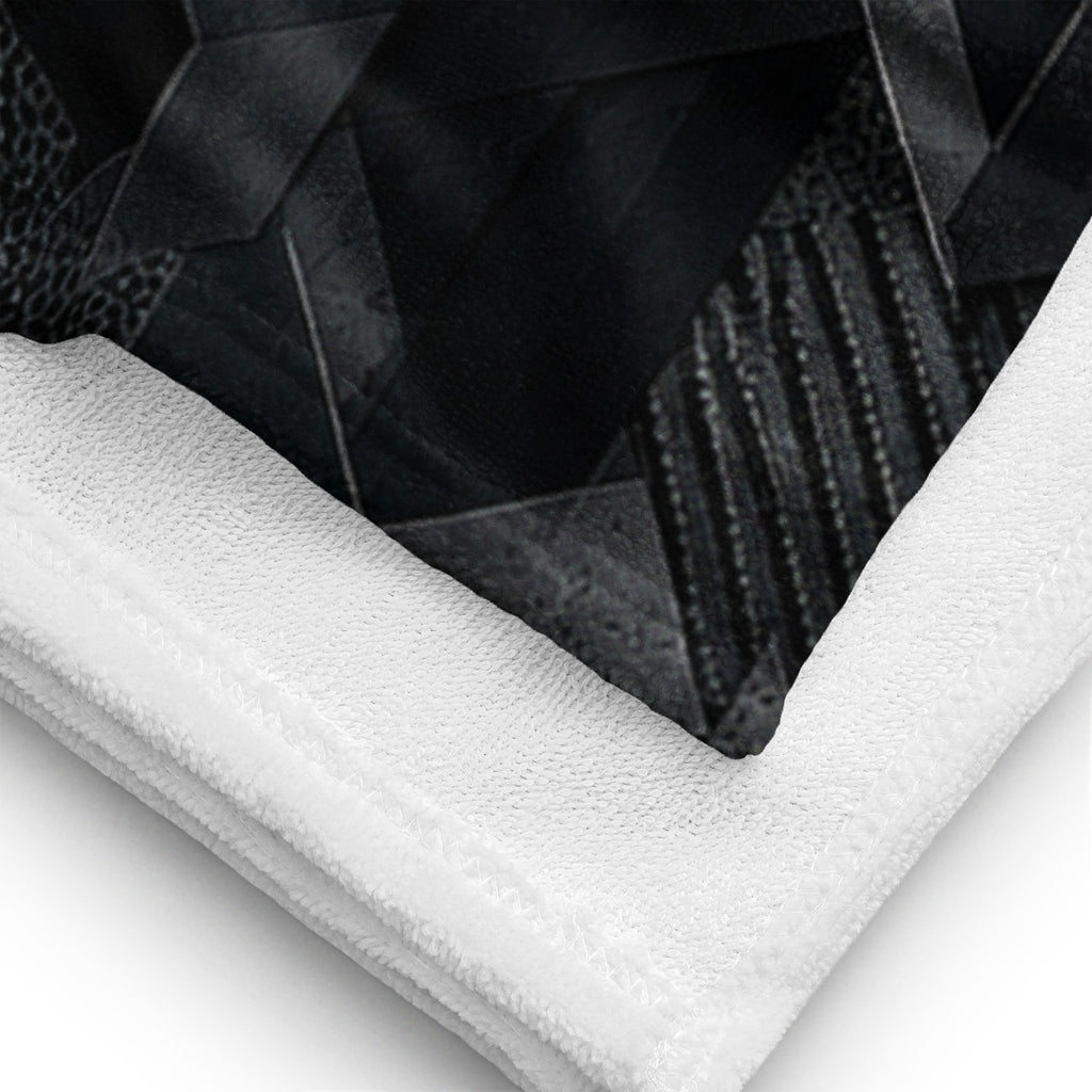 Black Sci Fi Camo Surf Pop-Up Training Mat – Oversized Quick-Dry Beach Towel with Stance Placement Guide Close up