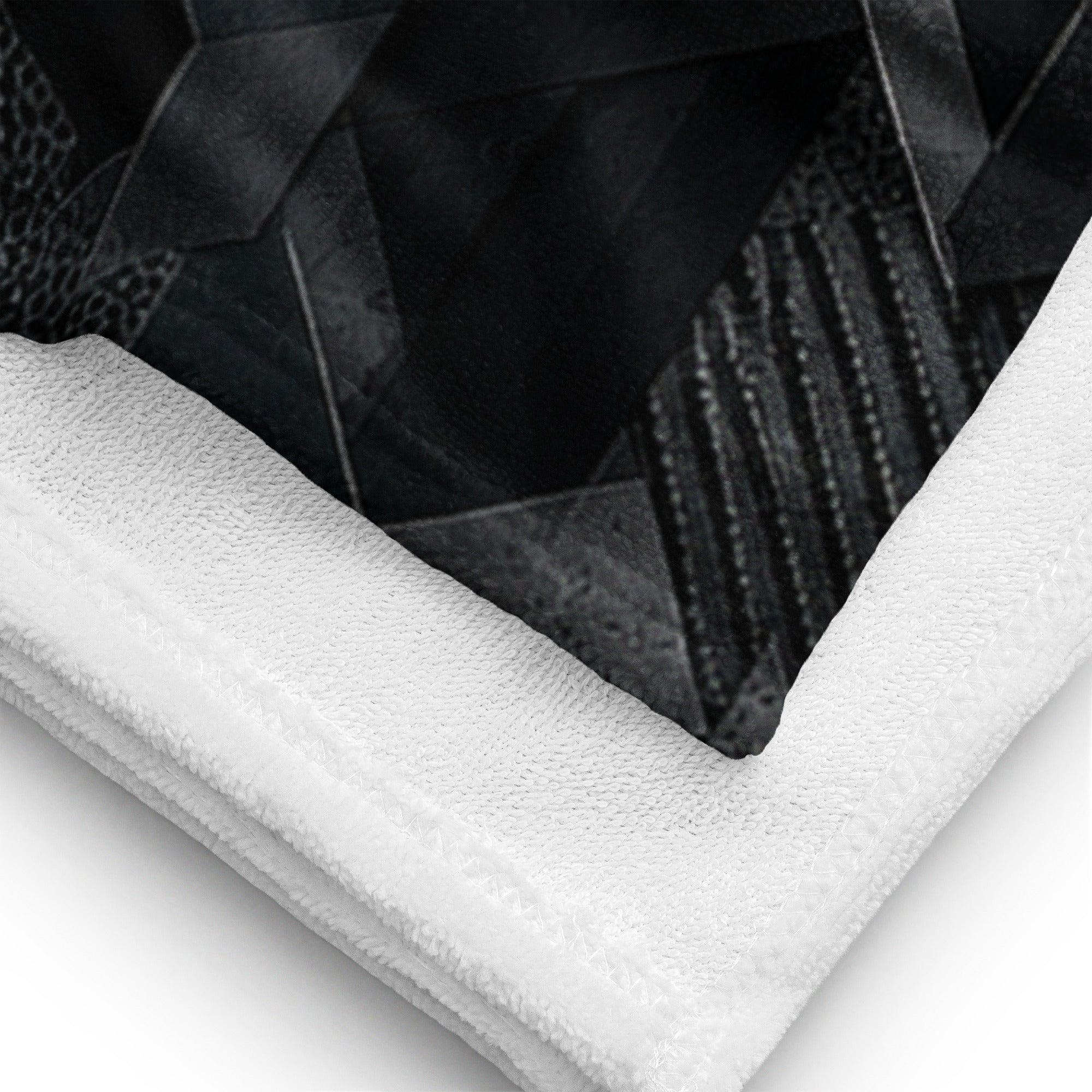 Black Sci Fi Camo Surf Pop-Up Training Mat – Oversized Quick-Dry Beach Towel with Stance Placement Guide Close up