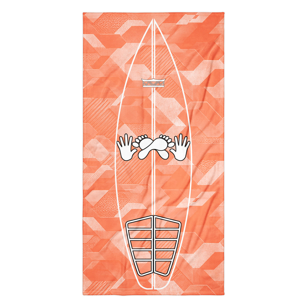 Coral Sci Fi Camo Surf Pop-Up Training Mat – Oversized Quick-Dry Beach Towel with Stance Placement Guide