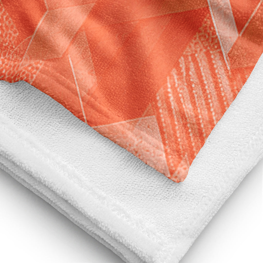Coral Sci Fi Camo Surf Pop-Up Training Mat – Oversized Quick-Dry Beach Towel with Stance Placement Guide Close up