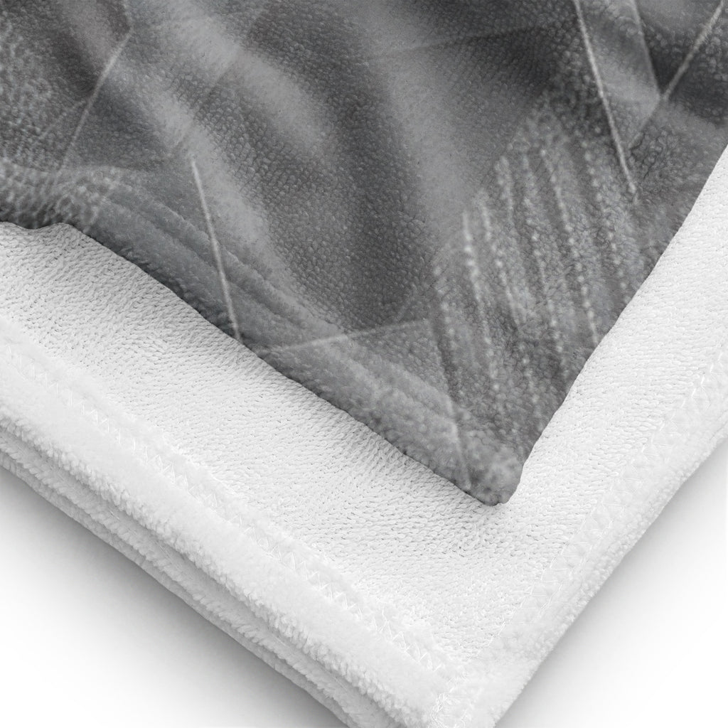 Grey Sci Fi Camo Surf Pop-Up Training Mat – Oversized Quick-Dry Beach Towel with Stance Placement Guide close up