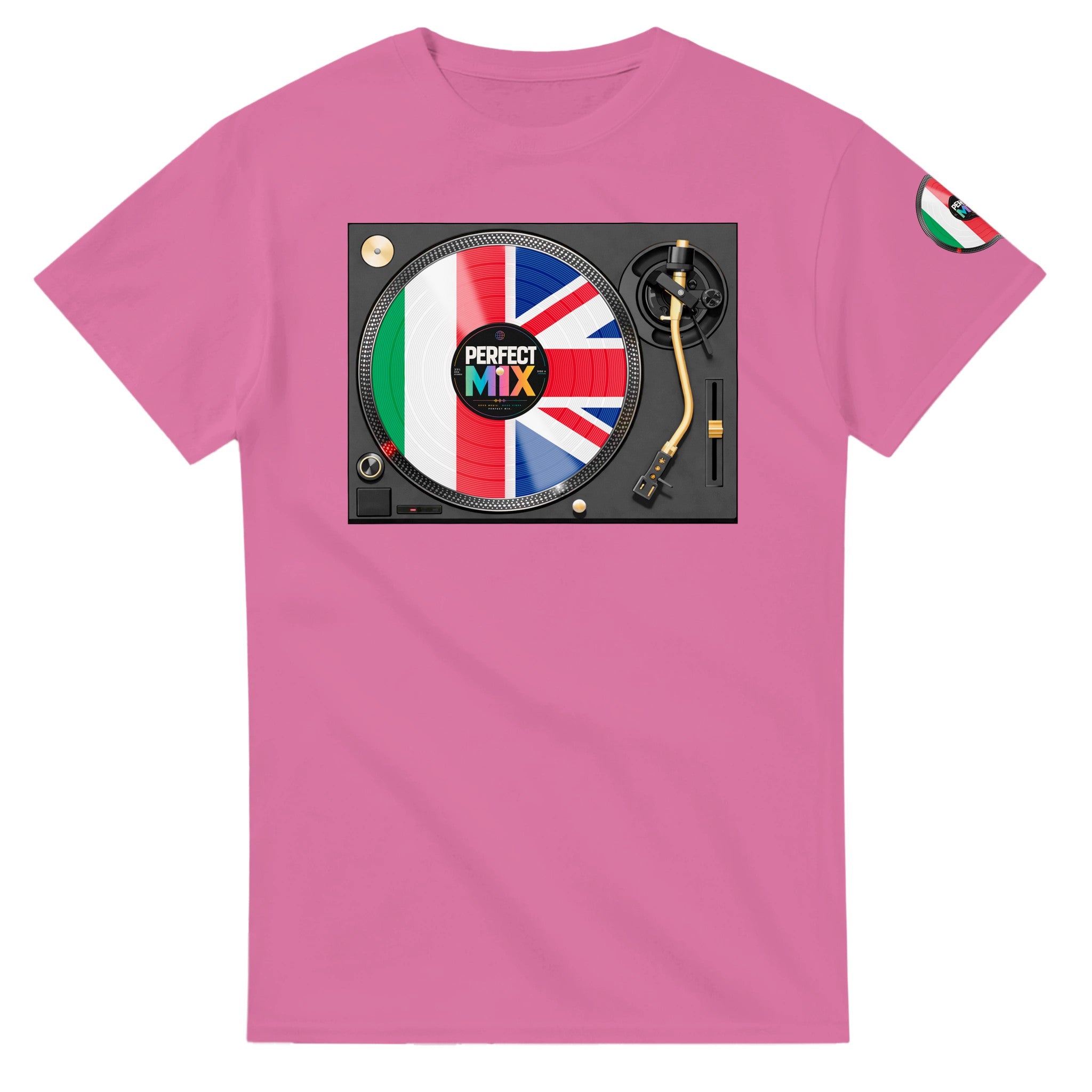 Italian British – Perfect Mix Vinyl Turntable Graphic Tee Azalea pink