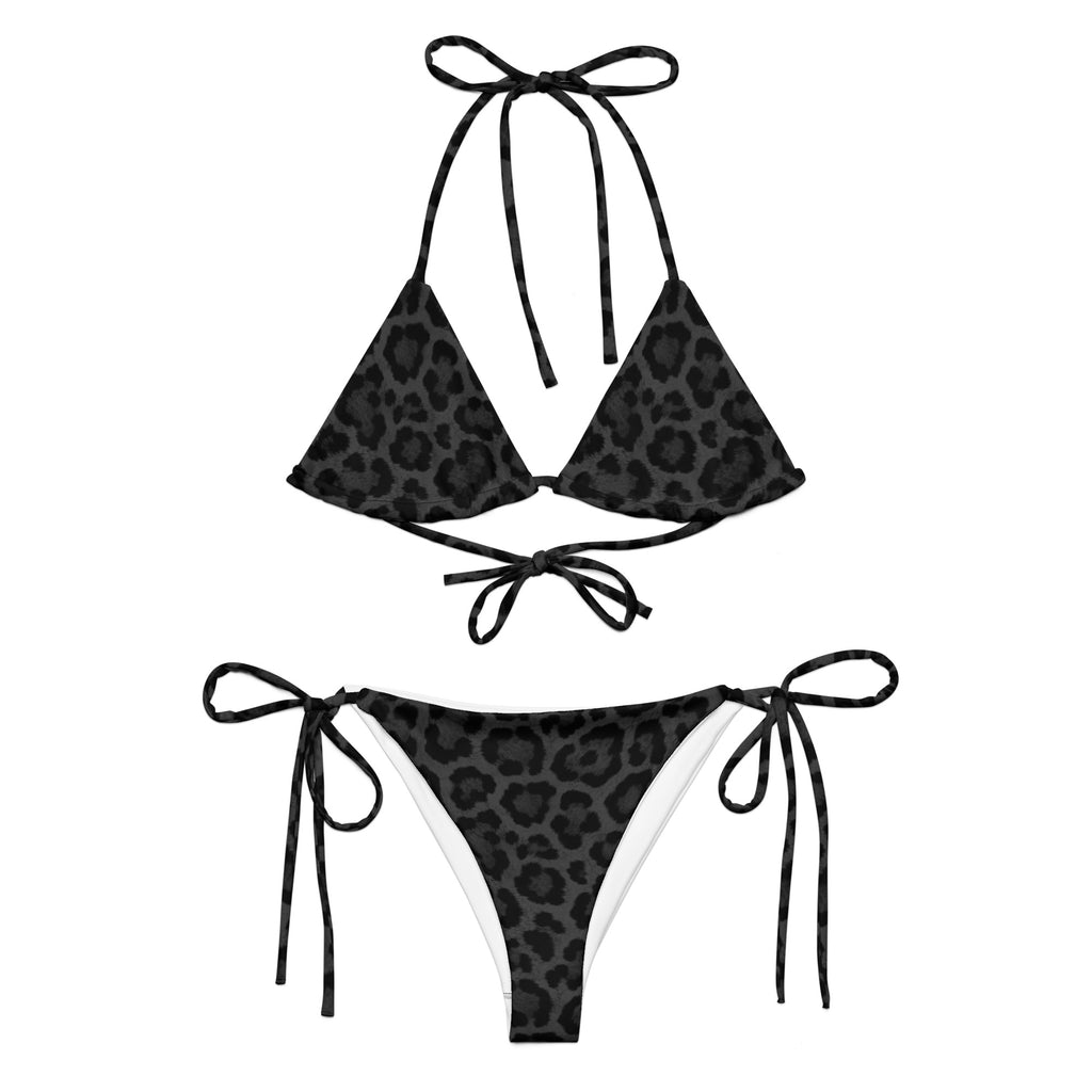 MVM Black Leopard print recycled string bikini Product shot Front