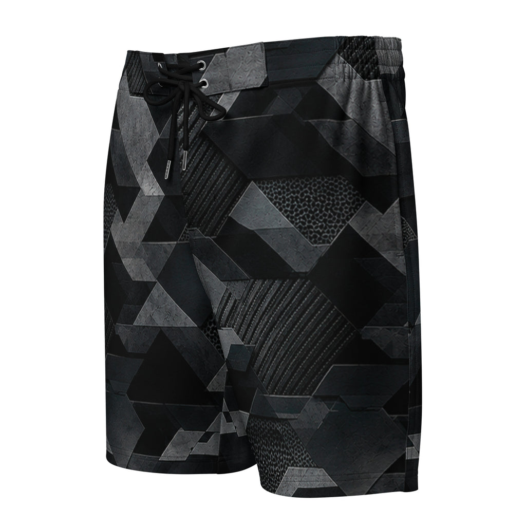 MVM Black Sci-Fi Camo Men's Hybrid Board Shorts Product mockup front