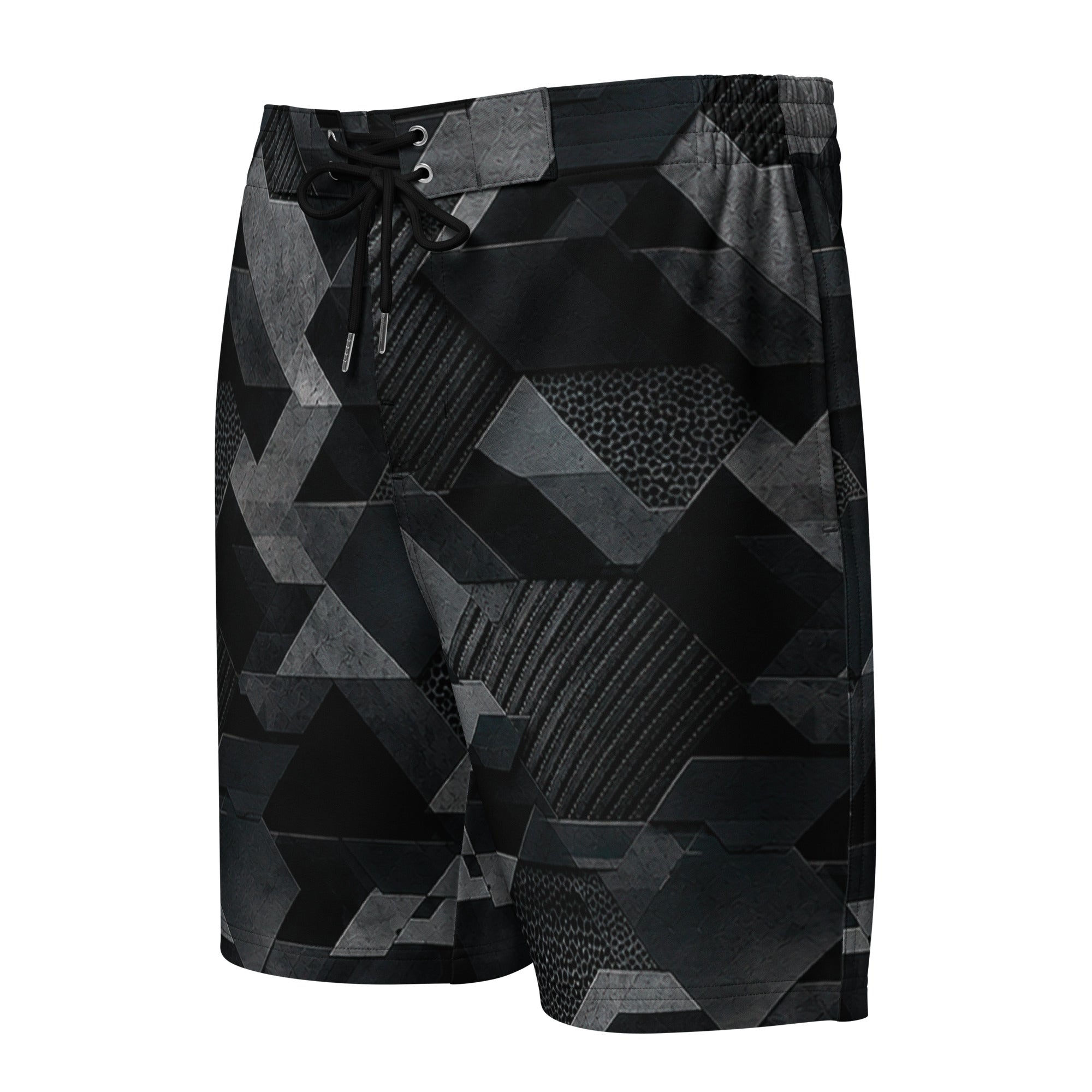 MVM Black Sci-Fi Camo Men's Hybrid Board Shorts Product mockup front