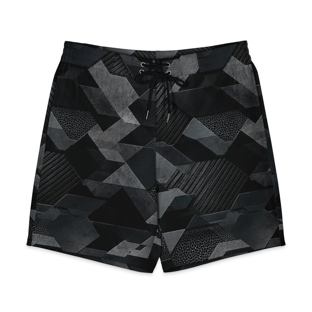 MVM Black Sci-Fi Camo Men's Hybrid Board Shorts Product mockup front Flat