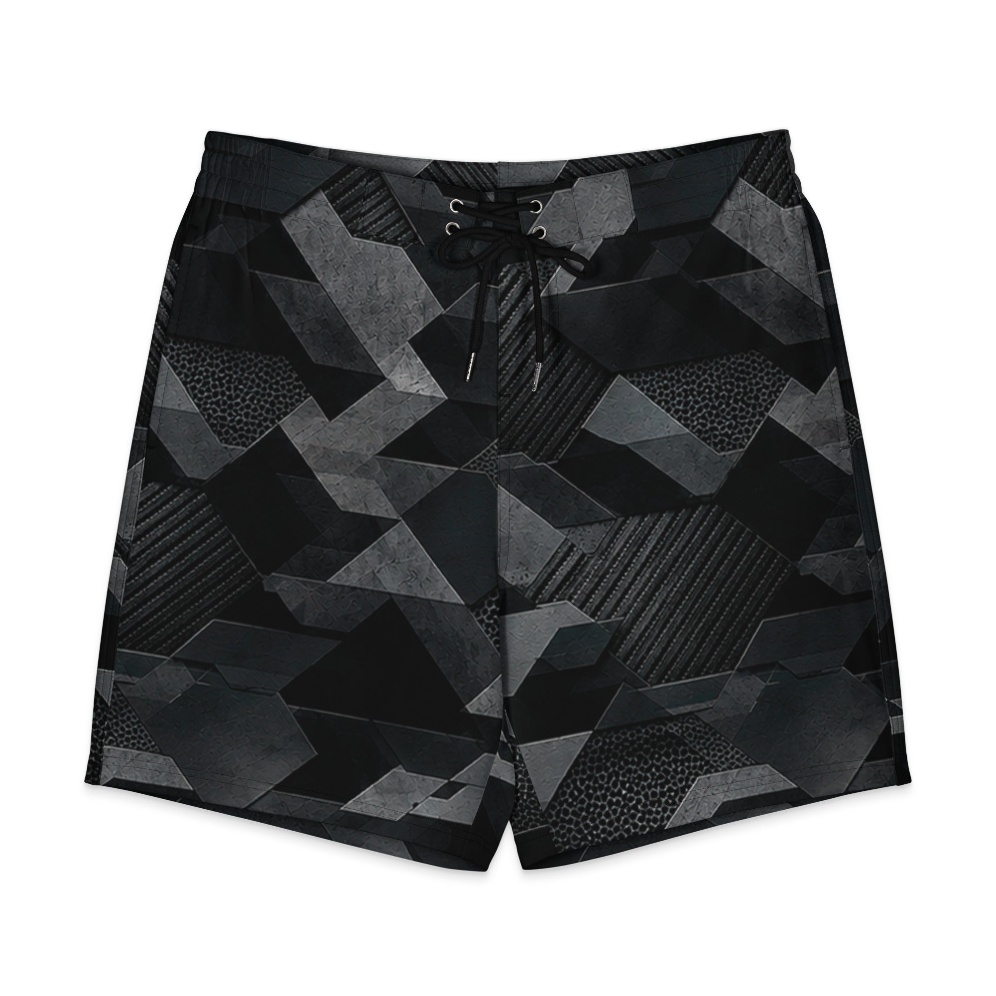 MVM Black Sci-Fi Camo Men's Hybrid Board Shorts Product mockup front Flat