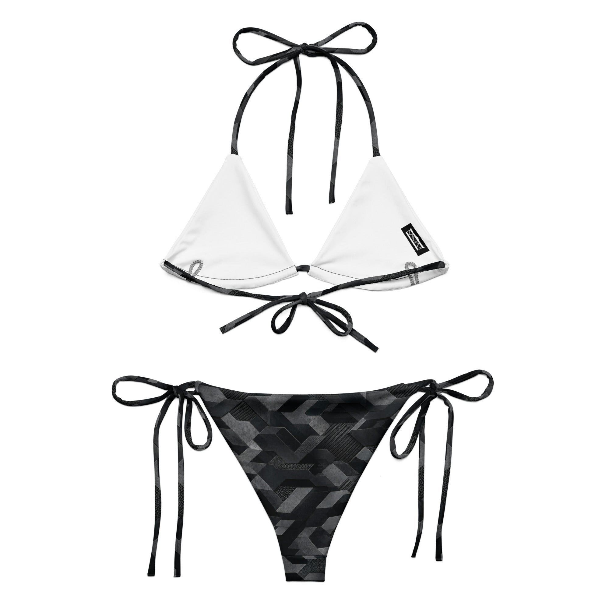 MVM Black Sci Fi Camo recycled string bikini Product shot Back