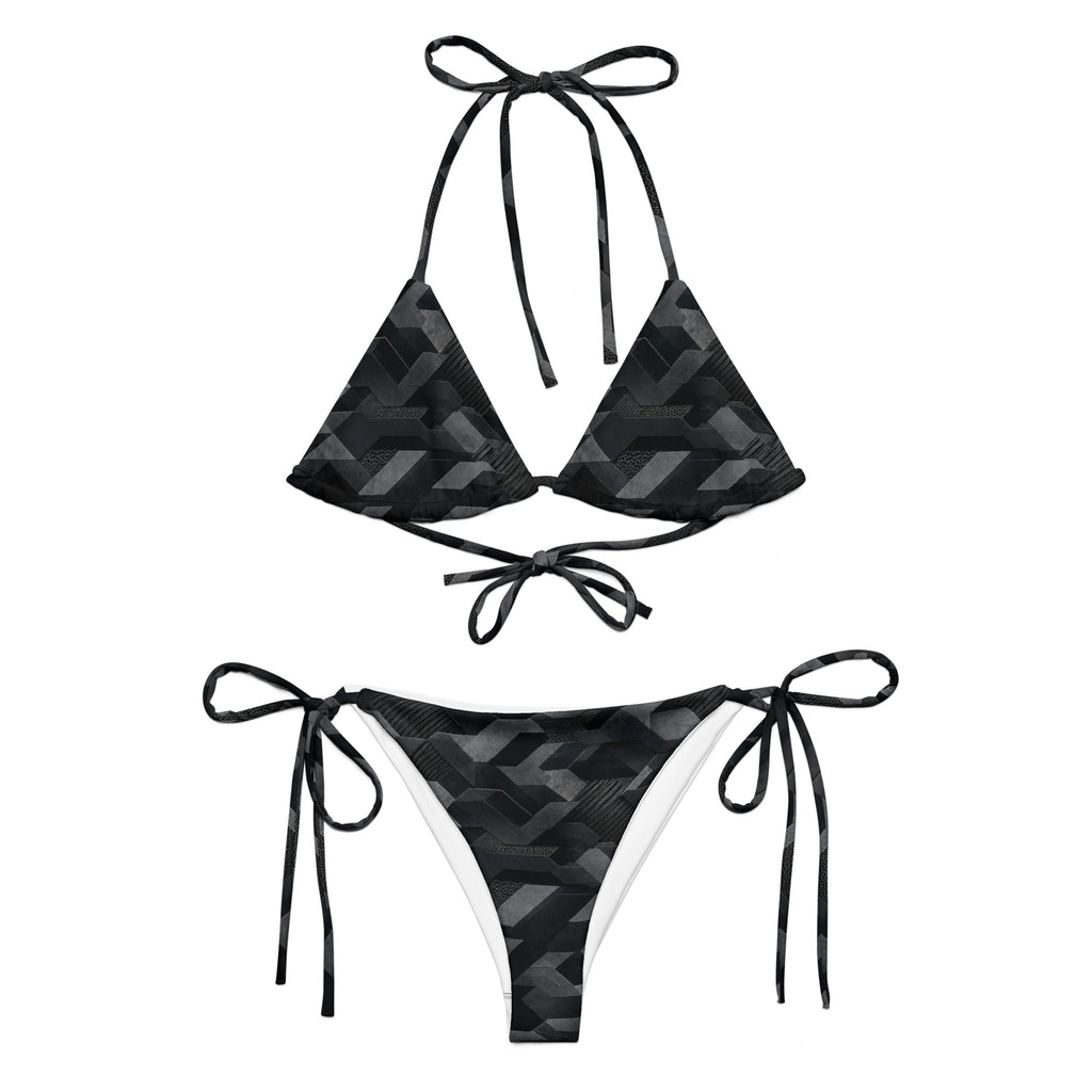 MVM Black Sci Fi Camo recycled string bikini Product shot Front