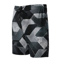 MVM Black and Grey Sci-Fi Camo Men's Hybrid Board Shorts Product mockup front