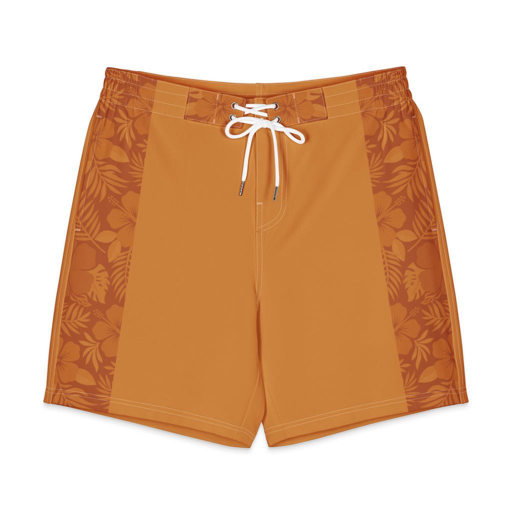 MVM Clay Hibiscus Men's Hybrid Board Shorts Product mockup front flat