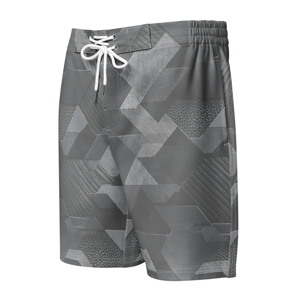 MVM Grey Sci-Fi Camo Men's Hybrid Board Shorts Product mockup front
