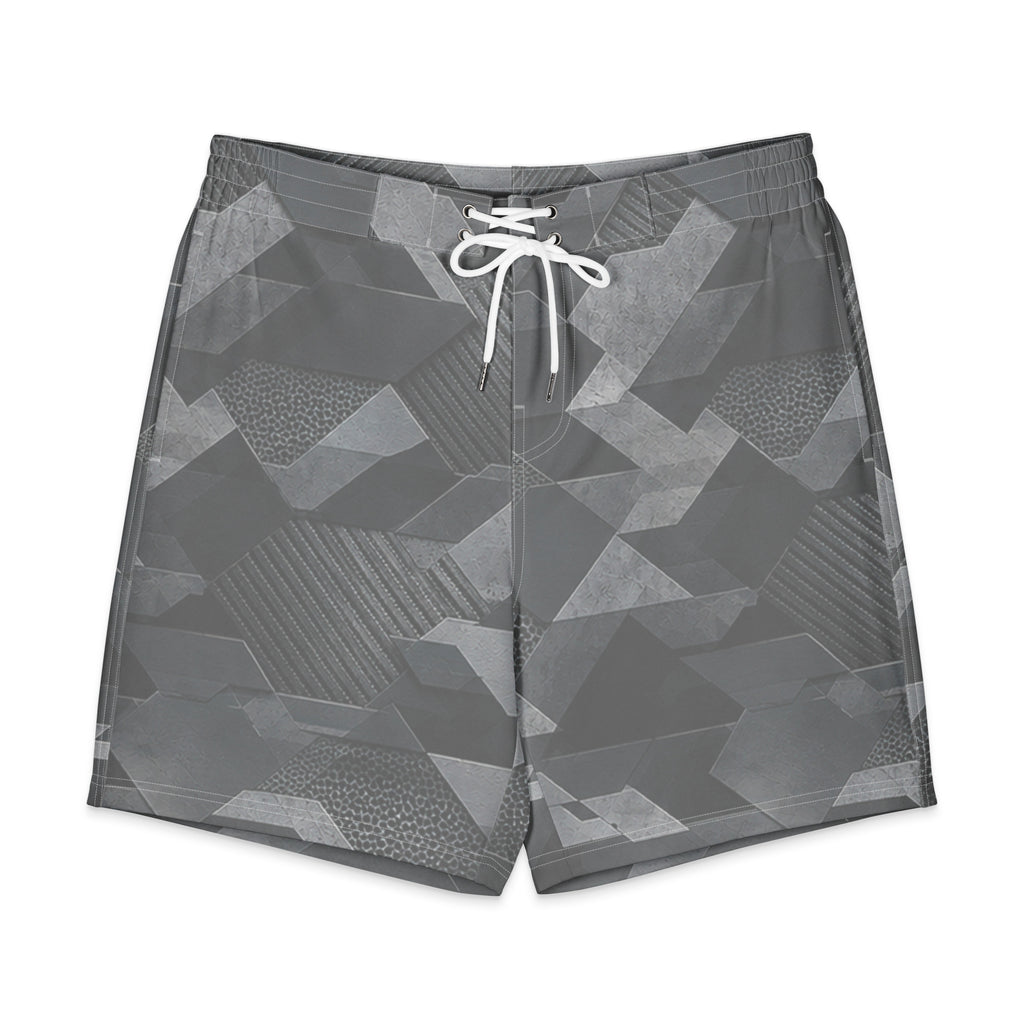 MVM Grey Sci-Fi Camo Men's Hybrid Board Shorts Product mockup front flat