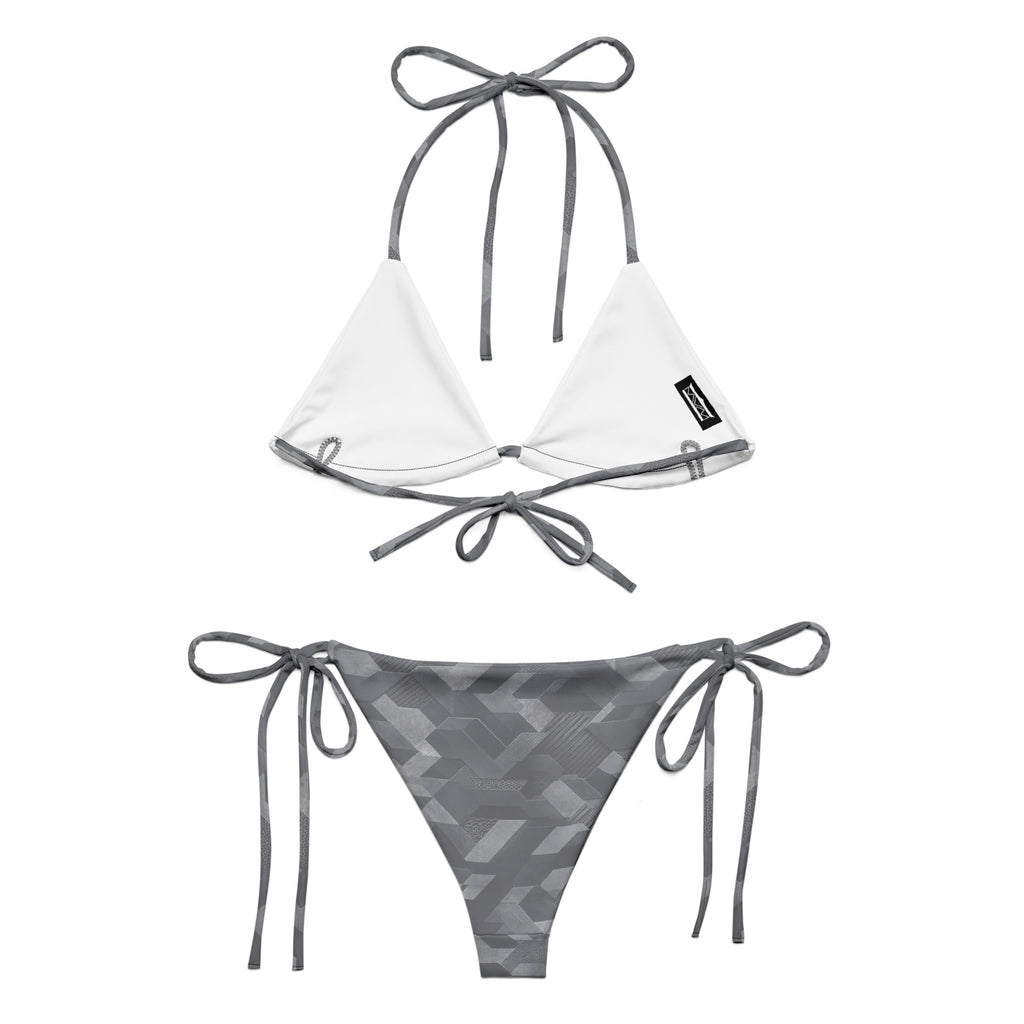 MVM Grey Sci Fi Camo recycled string bikini Product shot Back