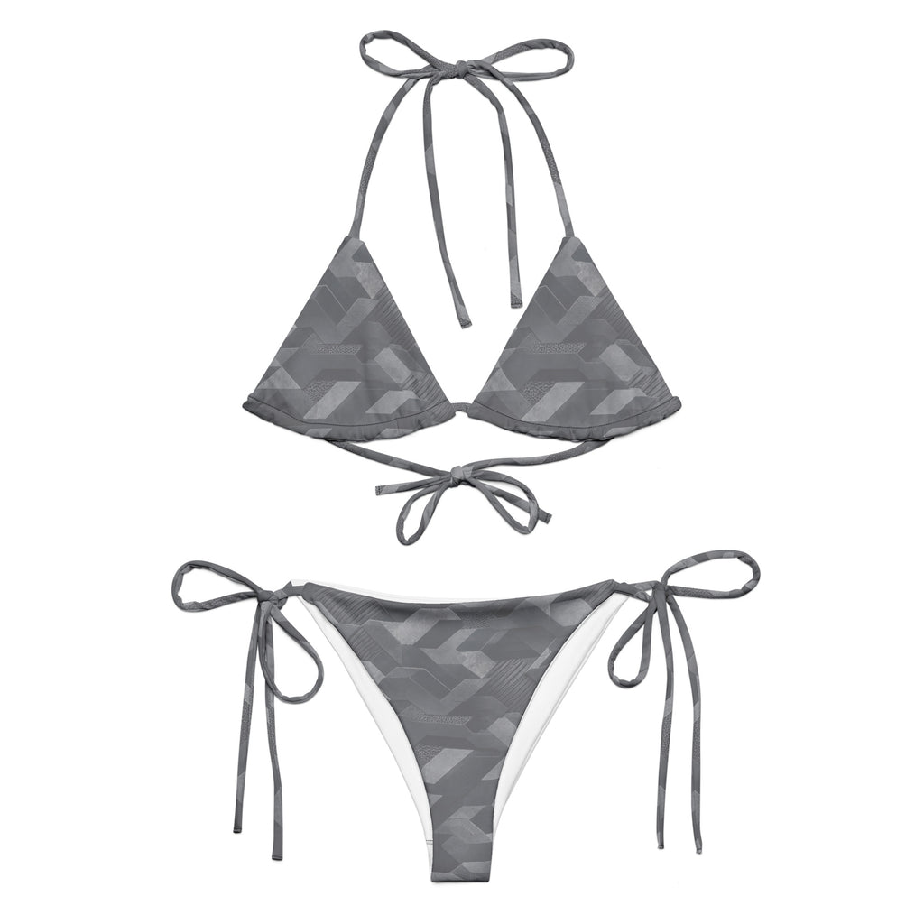 MVM Grey Sci Fi Camo recycled string bikini Product shot Front