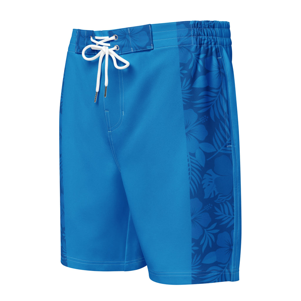 MVM Ocean Blue Hibiscus Men's Hybrid Board Shorts Product mockup Front