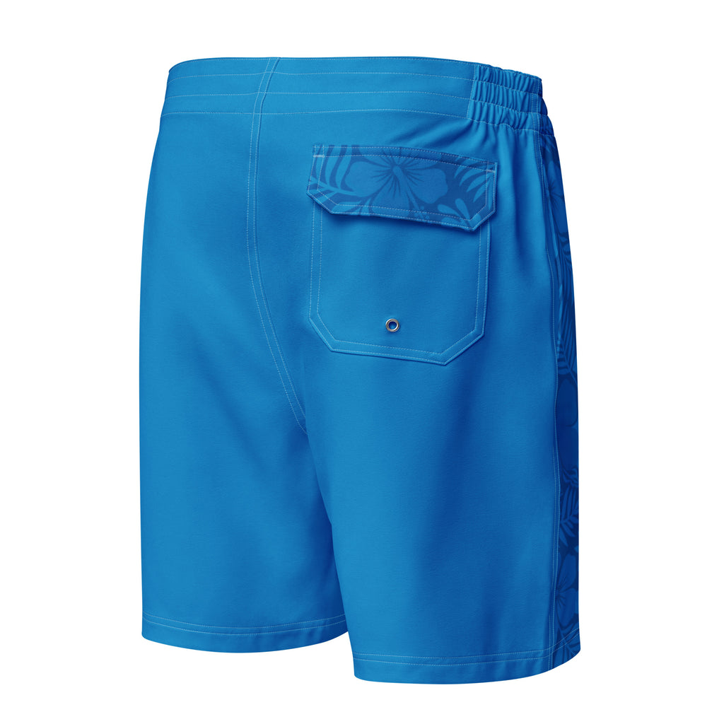 MVM Ocean Blue Hibiscus Men's Hybrid Board Shorts Product mockup back
