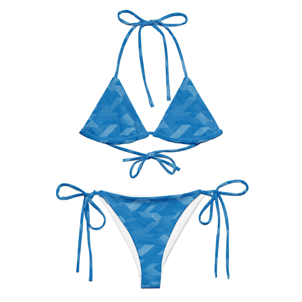 MVM Ocean Blue Sci Fi Camo recycled string bikini Product mockup front