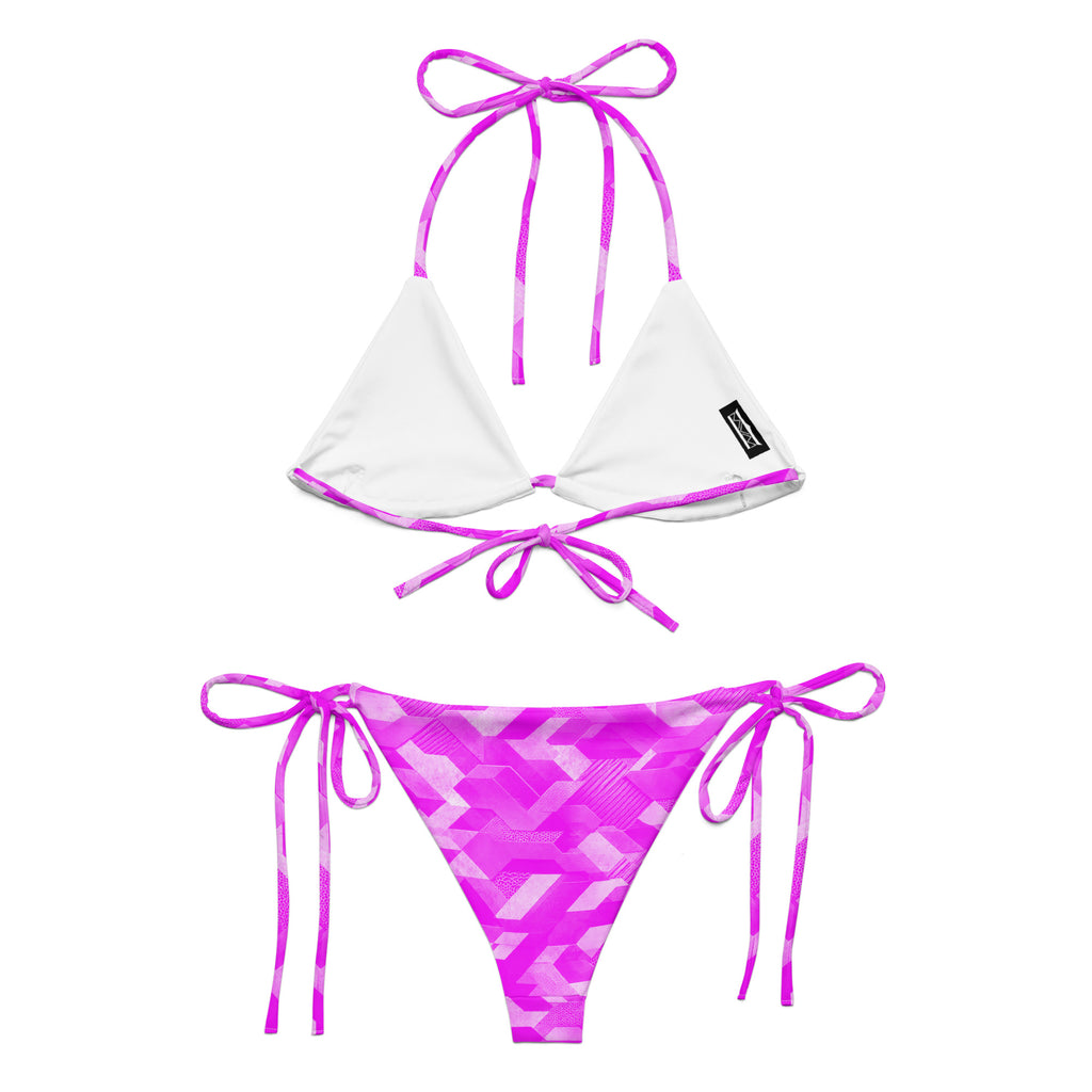 MVM Pink Sci Fi Camo recycled string bikini Product mockup back