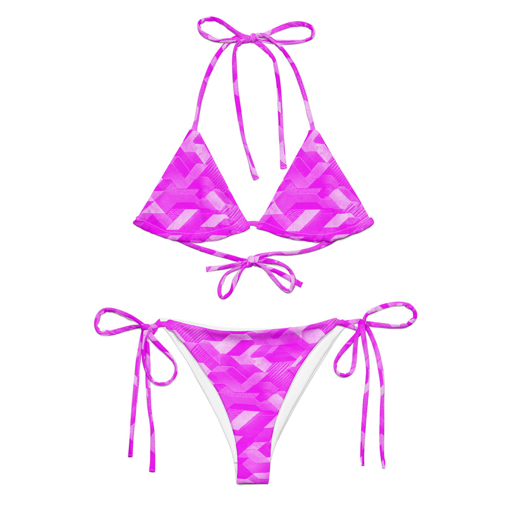 MVM Pink Sci Fi Camo recycled string bikini Product mockup front