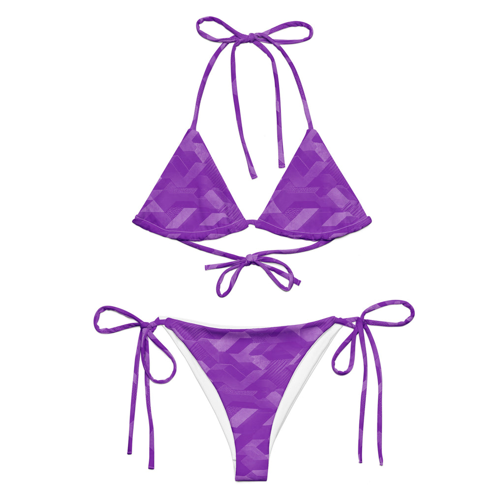 MVM Purple Sci Fi Camo recycled string bikini Product mockup front