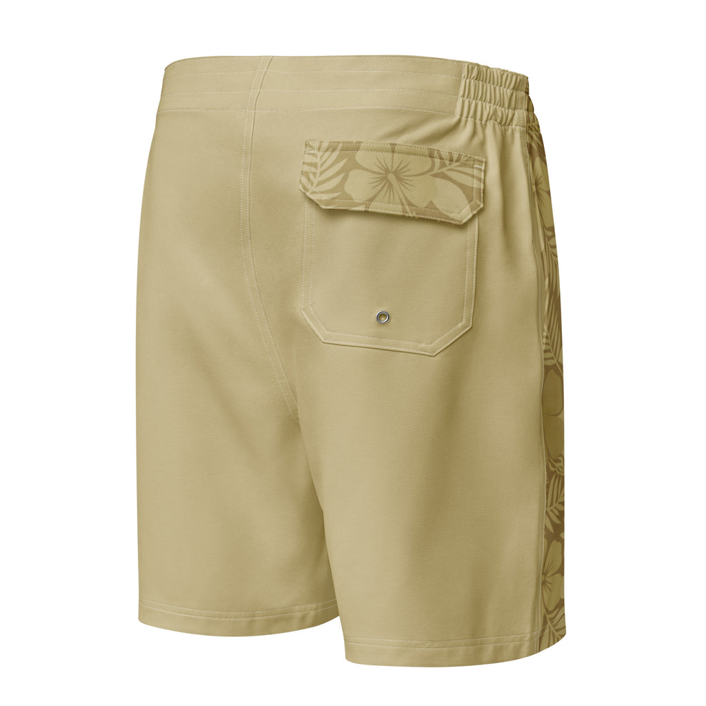 MVM Sand Hibiscus Men's Hybrid Board Shorts Product mockup back