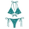 MVM Teal Sci Fi Camo recycled string bikini Product mockup front