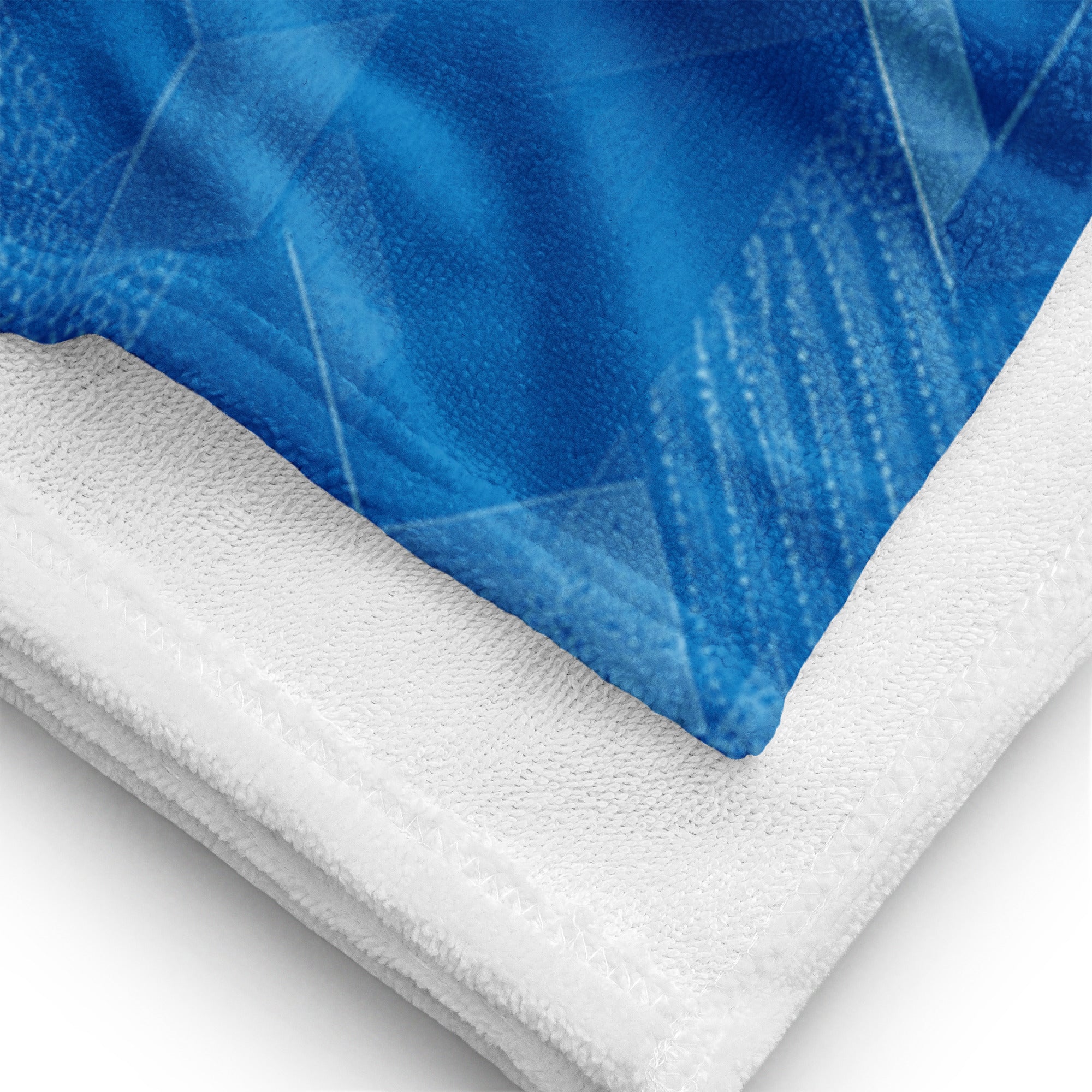 Ocean Blue Sci Fi Camo Surf Pop-Up Training Mat – Oversized Quick-Dry Beach Towel with Stance Placement Guide close up