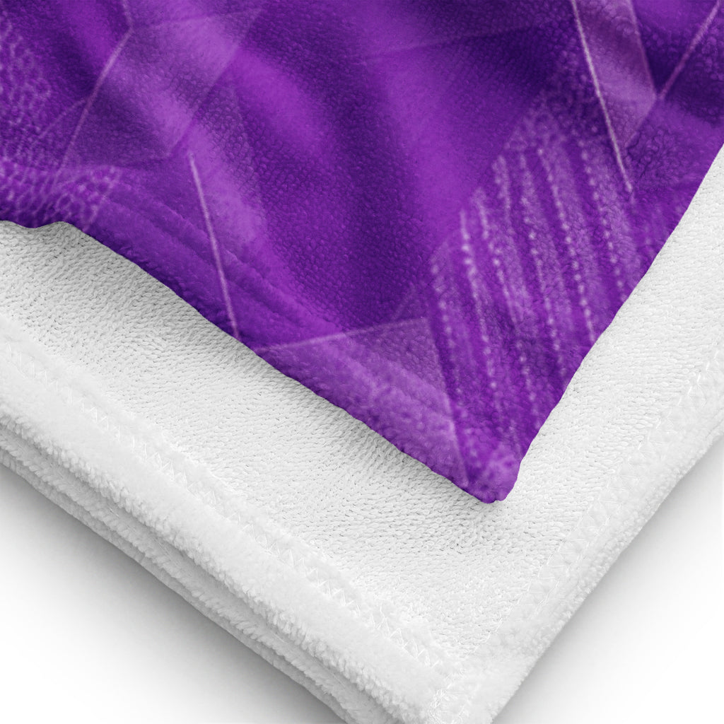 Purple Sci Fi Camo Surf Pop-Up Training Mat – Oversized Quick-Dry Beach Towel with Stance Placement Guide Close up