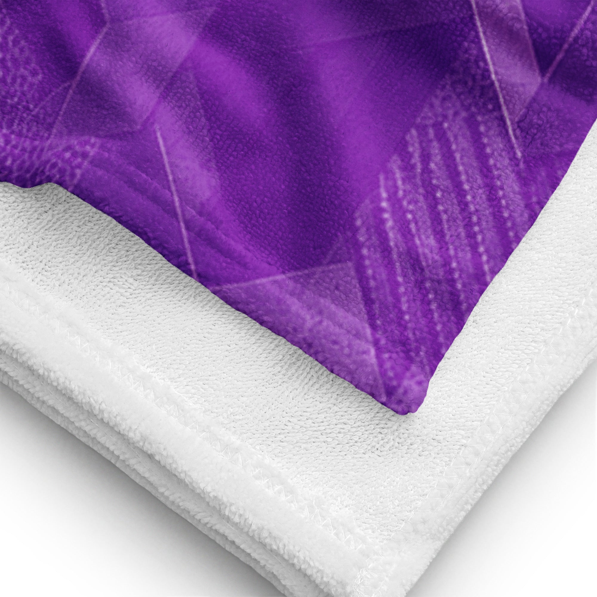 Purple Sci Fi Camo Surf Pop-Up Training Mat – Oversized Quick-Dry Beach Towel with Stance Placement Guide Close up