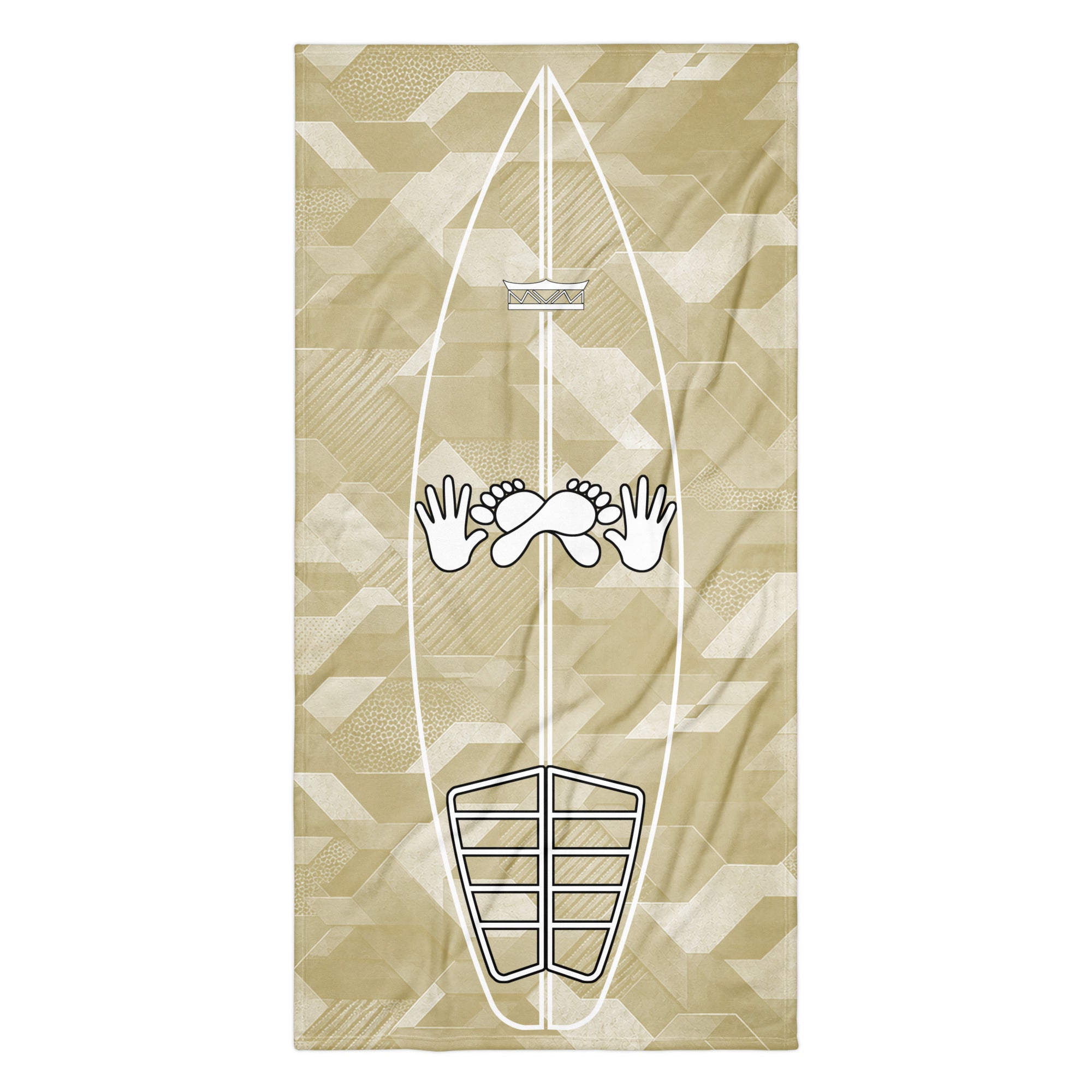Sand Sci Fi Camo Surf Pop-Up Training Mat – Oversized Quick-Dry Beach Towel with Stance Placement Guide