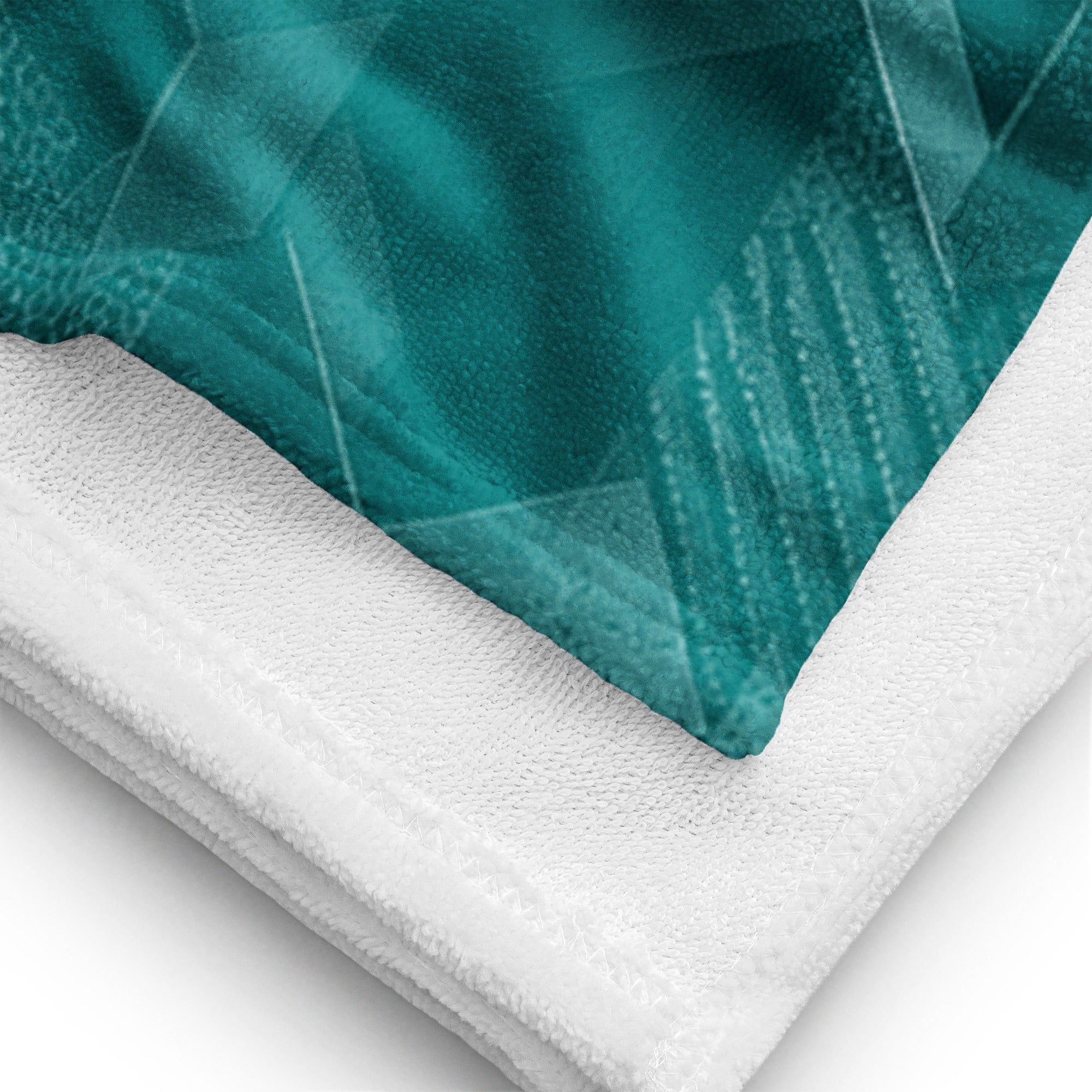 Teal Sci Fi Camo Surf Pop-Up Training Mat – Oversized Quick-Dry Beach Towel with Stance Placement Guide close up