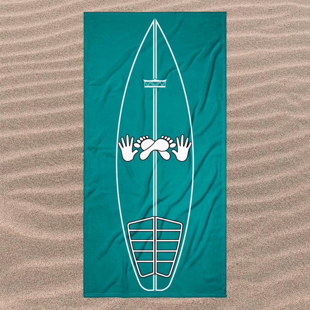 Surf Training Mat Beach Towel | Pop Up Practice Guide | Oversized | Quick-Dry | Sand-Free | Teal